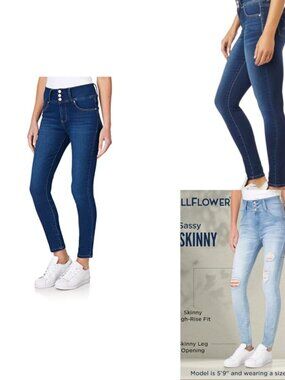 High-Rise Skinny Stretch Jeans with 5 Pockets